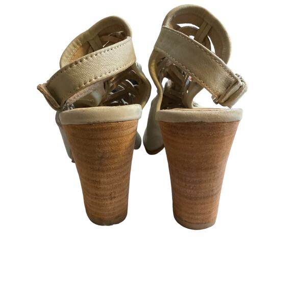 Sam Edelman Holly Leather Booties Light Greenish Beige Block Heel Ankle Size 7.5 - Picture 5 of 16